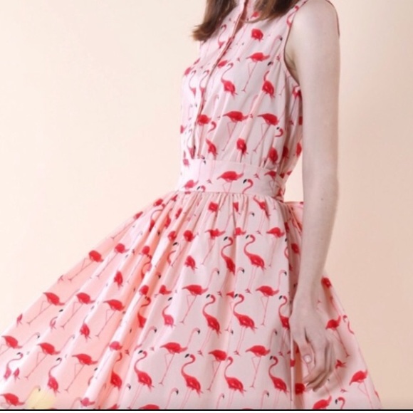 CHICWISH Flamingo dress sz L large full skirt - Picture 2 of 12